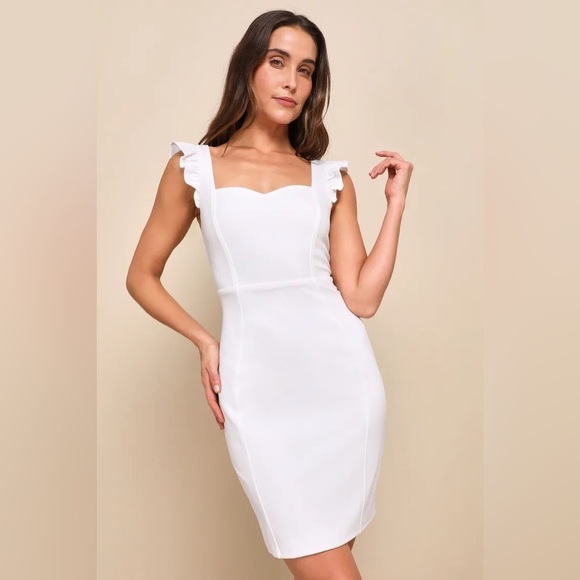 Lulus Dresses & Skirts - Lulus Miriam White Ruffled Bodycon Dress